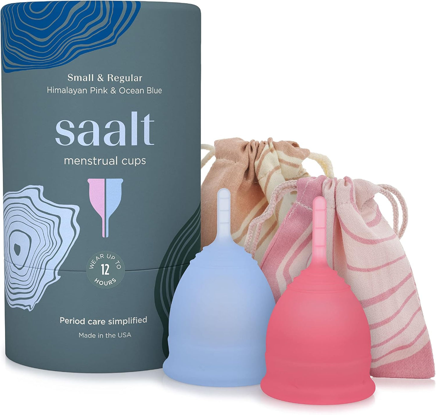 Saalt Menstrual Cup - Premium Design - Most Comfortable Period Cup - #1 Active Cup - Wear for 12 Hours - Soft, Flexible, Reusable Medical-Grade Silicone - Made in USA