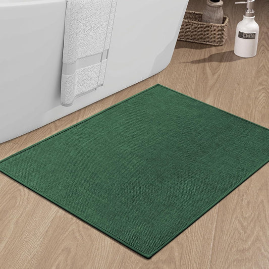 chakme Bathroom Rugs Mat 36x25, Ultra Thin Non Slip Bath Mat Large Quick Dry Absorbent Bath Mat for Bathroom Floor, (Green, 36"x25")