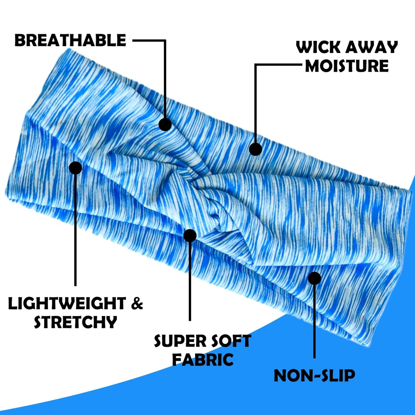 Lotus78, Pack of 6 Wide Headbands for Women Non Slip, Fashionable Sports Hair Bands for Women's Hair, Soft Elastic Stretchy Head Bands, Yoga Workout Headbands for Women Daily Fashion (Element)