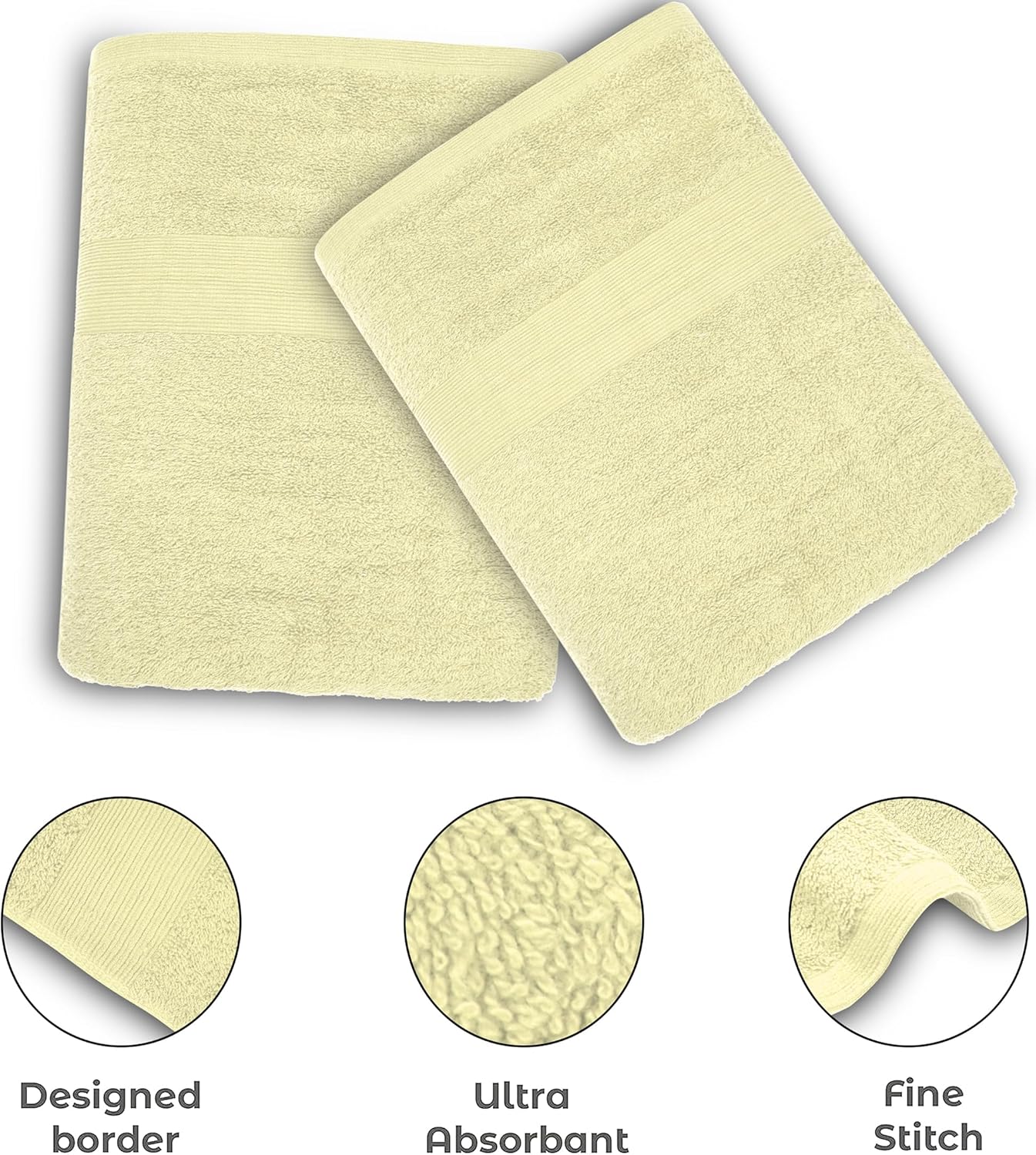 Softolle Luxury Bath Towels Set of 4 (27” x 54”) | Towels for Bathroom | Super Soft | Highly Absorbent Towels for Home, Spa, Gym (Cream)