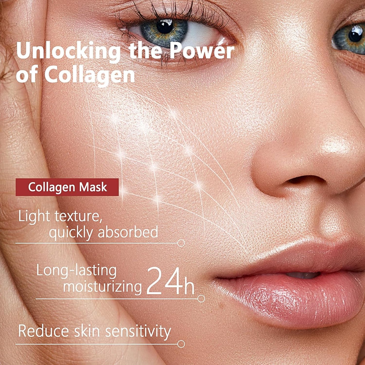 5PCS Collagen Face Mask, Collagen Mask Overnight, Hydrating Overnight Hydrogel Mask, Hydrating, Firming, Pore Minimizing, Elasticity Improvement, for All Skin Types, Christmas Gifts for Women