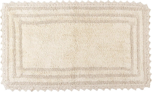RAJRANG Bath Rug for Bathroom Cotton Absorbent Soft Reversible Woven Bath Mat Shortbread Rectangle 34x21 Inches