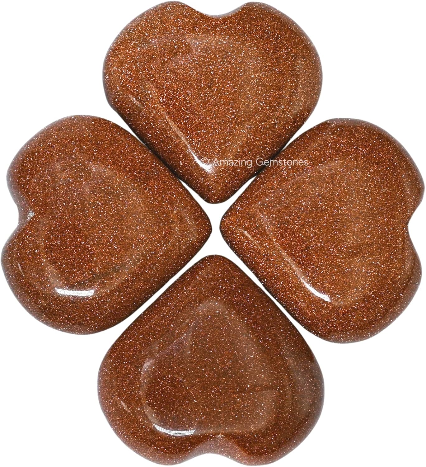 Amazing Gemstone Red Goldstone Crystal Heart Palm Stone - Pocket Massage Worry Stone for Natural Body Chakra Balancing, Reiki Healing and Crystal Grid