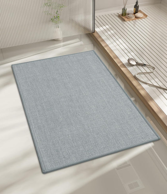 chakme Bathroom Rugs Mat 24x17, Ultra Thin Non Slip Bath Mat Small Quick Dry Absorbent Bath Mat for Bathroom Floor, (Light Grey, 24"x17")