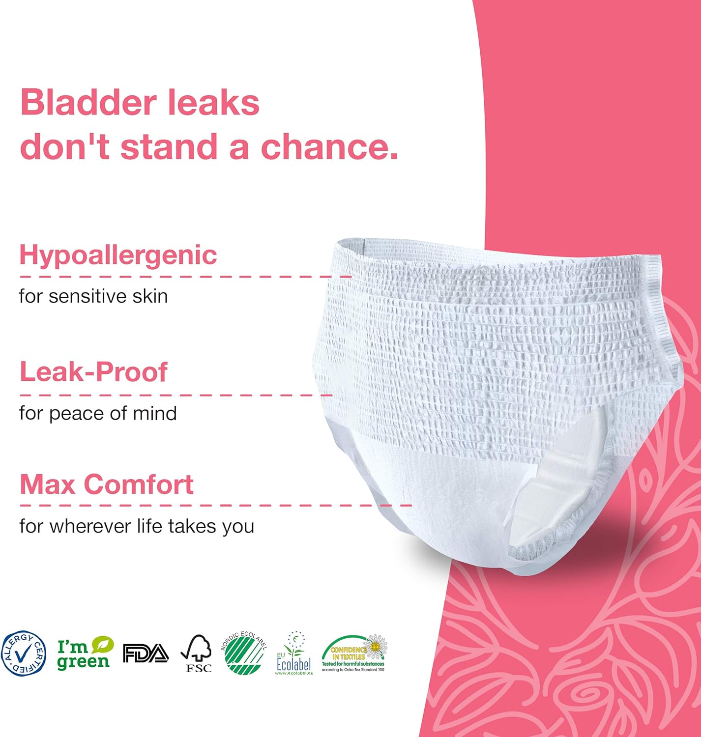 Veeda Natural Adult Incontinence Underwear for Women - Postpartum Underwear for Bladder Leakage Protection - Disposable Underwear with Maximum Absorbency - X-Large Size - 10 Count