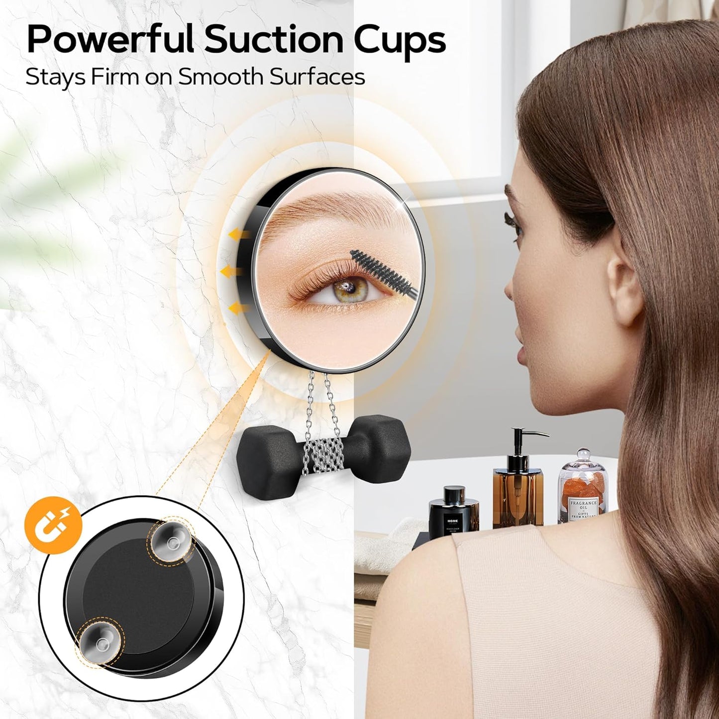MIYADIVA Magnifying Mirror Set, 10x&20x&30x Suction Cup Makeup Mirror, 2 Tweezers & Storage Bag. 3.5in Compact Mirror for Travel, Bathroom, Home, Gifts for Women