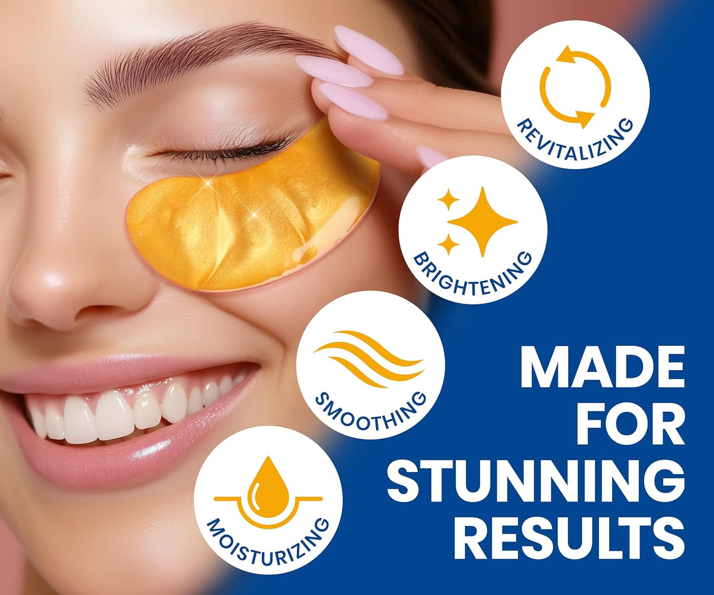 Stylia Under Eye Patches for Puffy Eyes and Dark Circles (20 Pairs) - 24k Gold Under Eye Mask with Vitamin C, Hyaluronic Acid, Pearl Extract - Eye Masks for Dark Circles and Puffiness