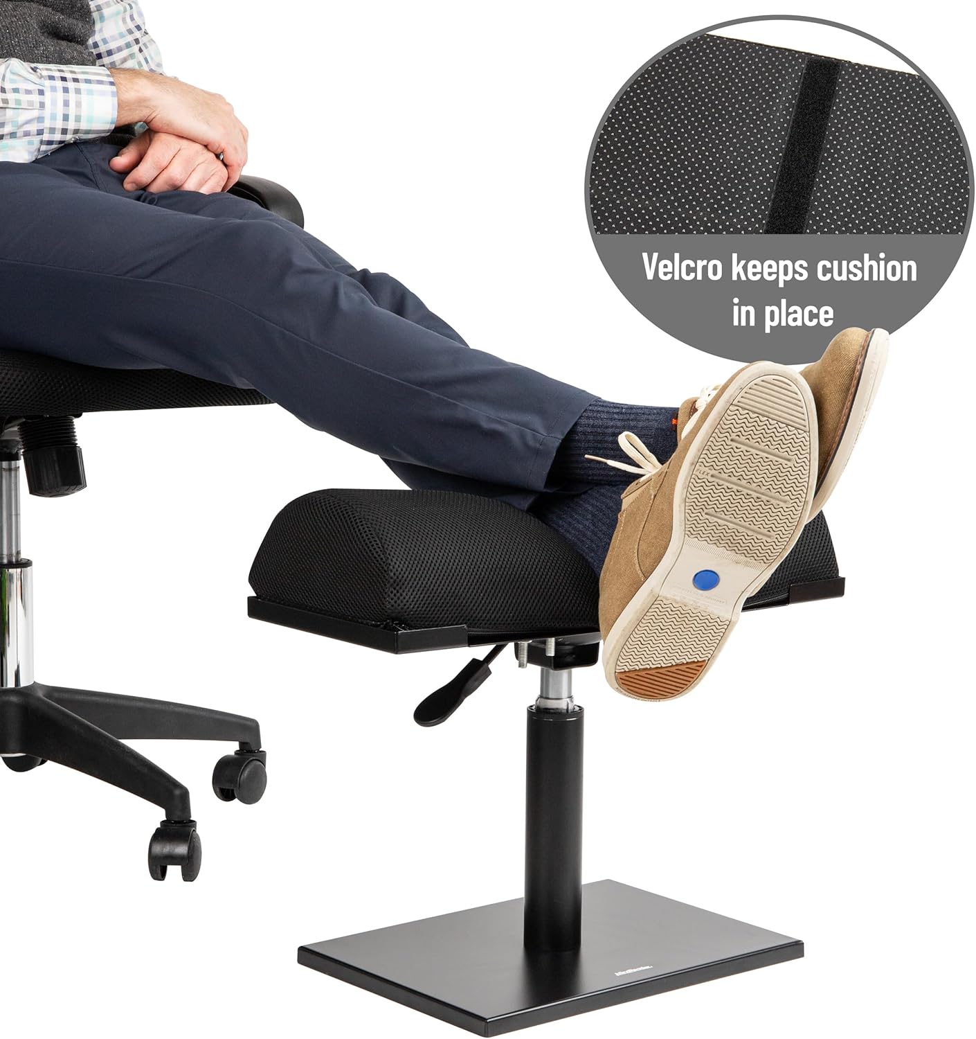 Mind Reader Foot Rest, Under Desk, Ergonomic, Hydraulic Height Adjustable, Ottoman, Office, Foam, 16.75" L x 7.5" W x 3.75" H, Black
