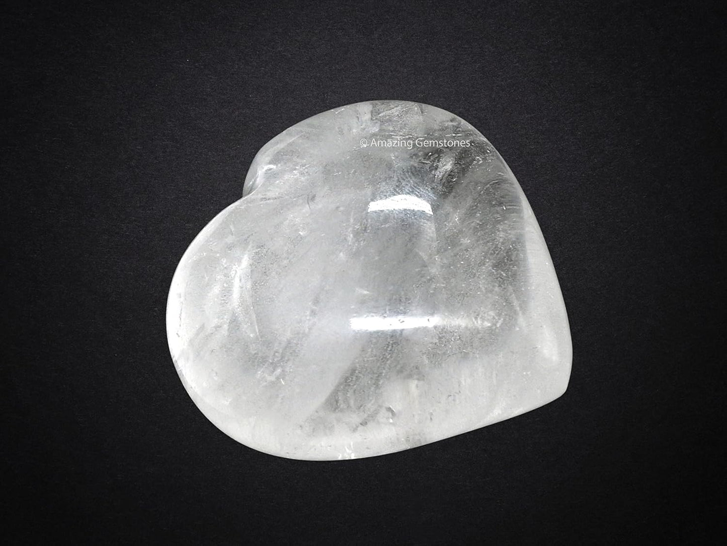 Amazing Gemstone Clear Quartz Crystal Heart Palm Stone - Pocket Massage Worry Stone for Natural Body Chakra Balancing, Reiki Healing and Crystal Grid
