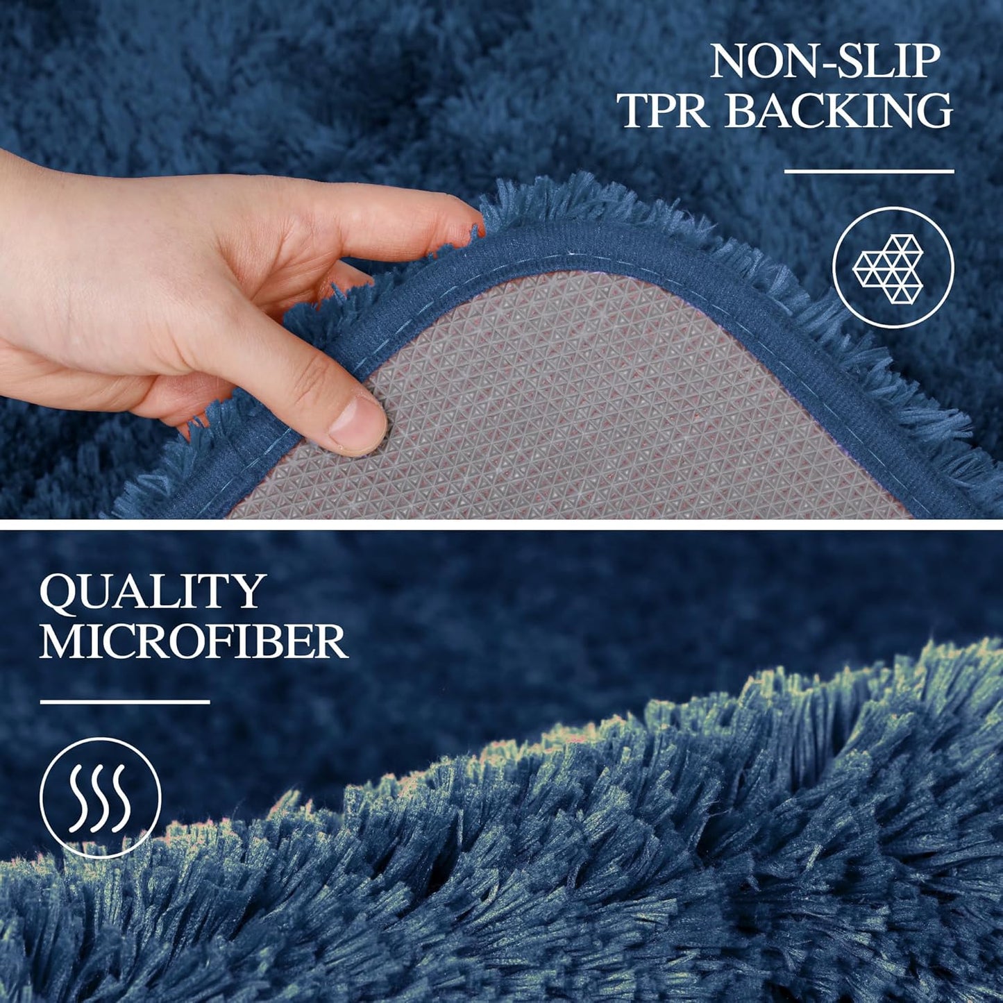 Walensee Large Bathroom Rug (24 x 48, Navy) Extra Soft and Absorbent Shaggy Bath Mat Machine Washable Microfiber Non Slip Luxury Floor Mat