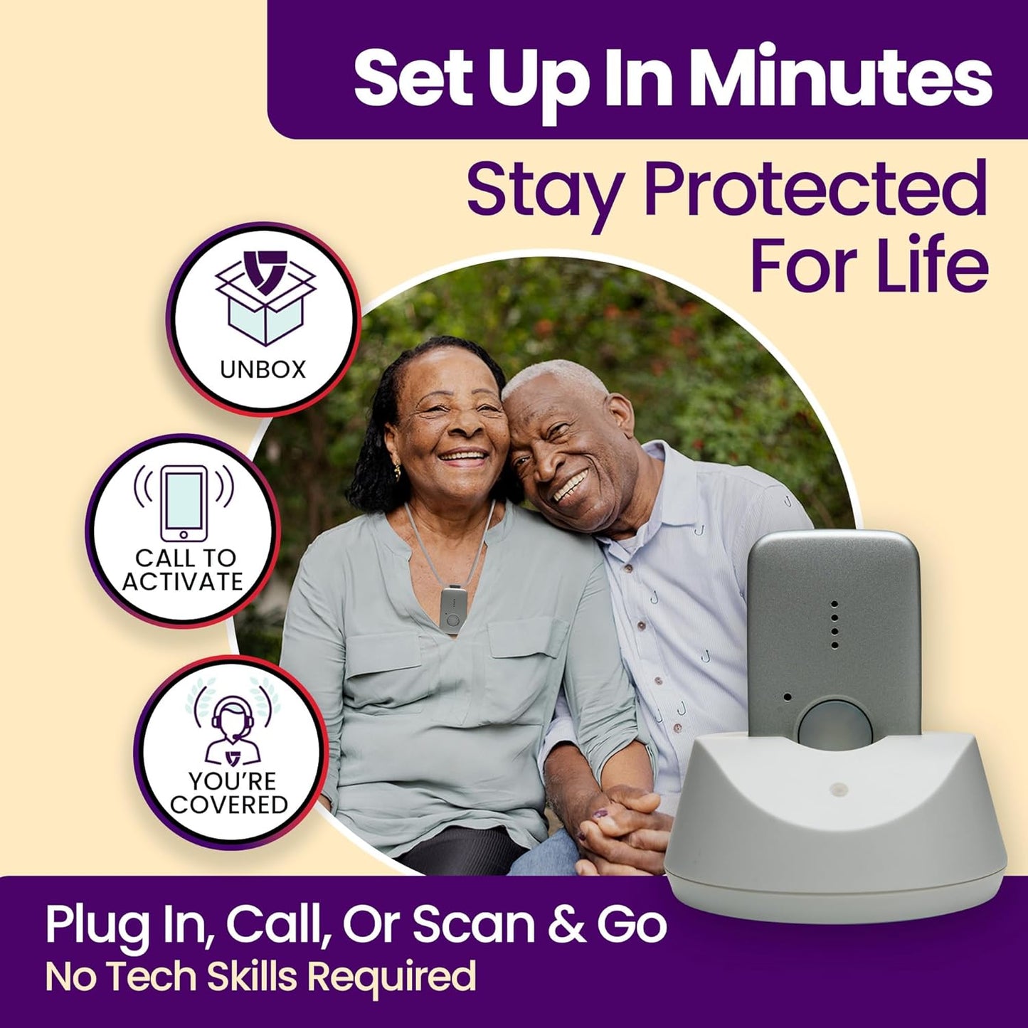 Medical Guardian MGMini | Medical Alert Device for Seniors | Water-Resistant, Emergency Call Button, 24/7 Monitoring, Step Counter, GPS Tracking | Monthly Subscription Required | Silver