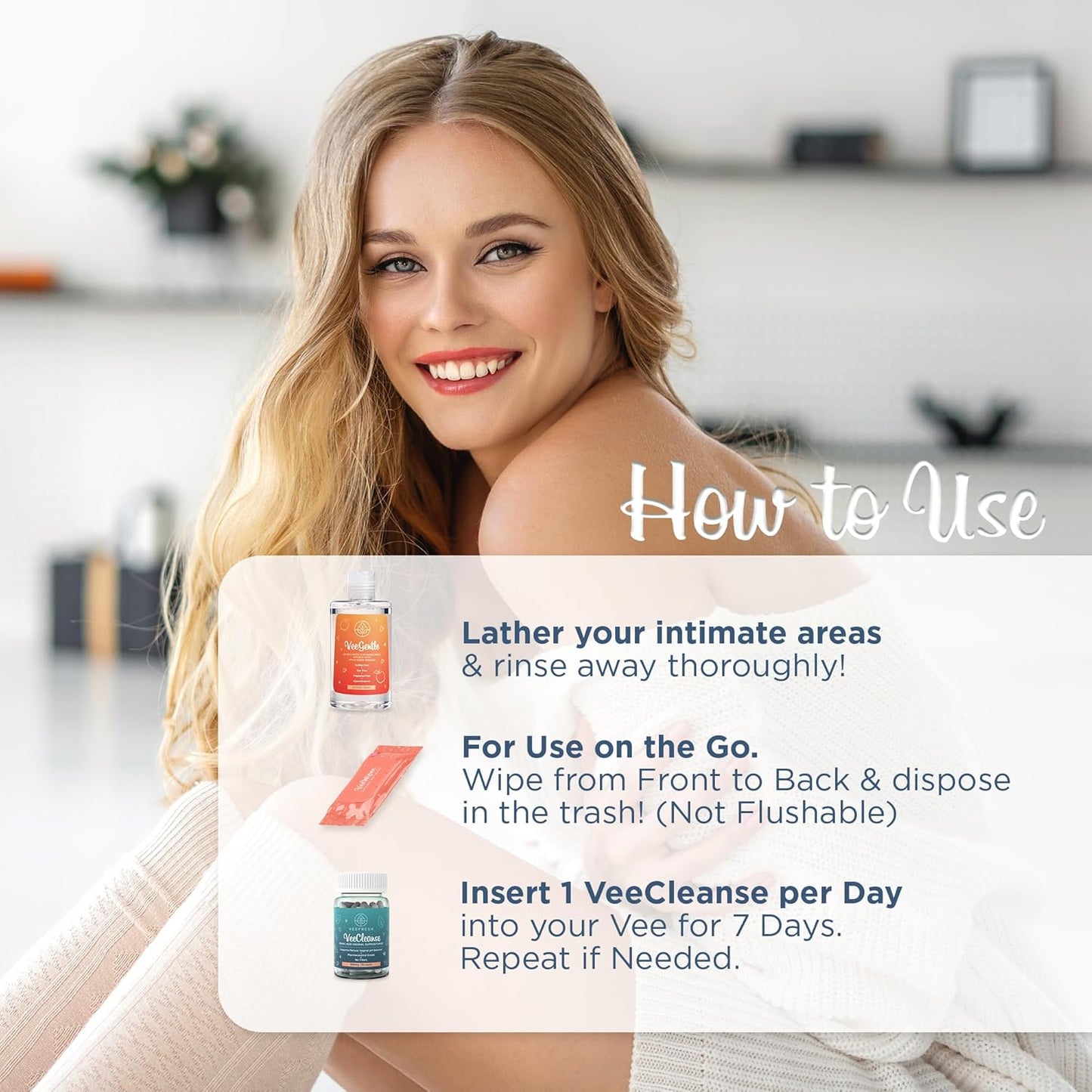 VeeFresh - VeePower Feminine Care Bundle of 3 - VeeCleanse Boric Acid Suppositories, VeeGentle Feminine Wash for Women and VeeWipes Gentle Vaginal Wipes for Optimal Vaginal pH Balance and Odor Control