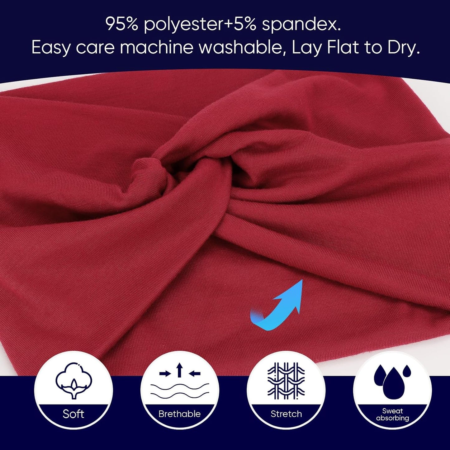 Extra Wide Headbands for Women Large Turban Headband Non Slip Boho Elastic Hairband Hair Twisted Knot Head Bands Accessories