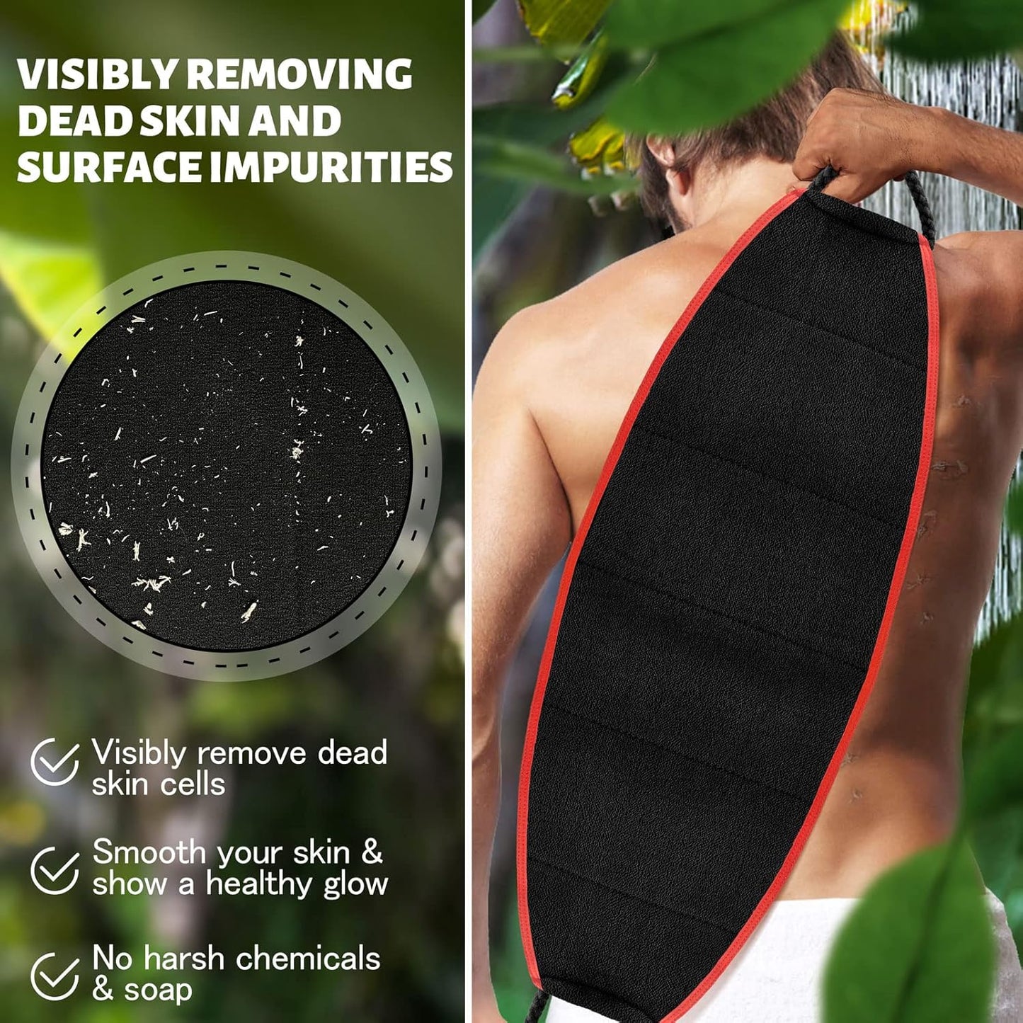Evridwear Exfoliating Body Scrubber with Handles Back Washer Back Scrubber for Shower Bath Dry Skin Whole Body Deep Clean Men Women(Heavy)