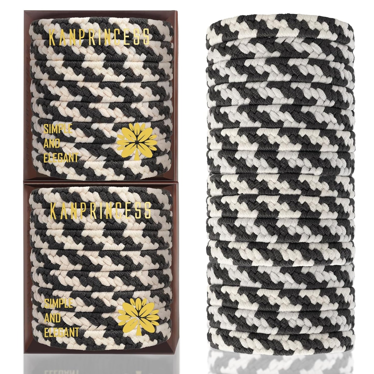 16Pcs Hair Ties For Thick Hair, Strong Stretchy Hair Bands For Women Girls, No Slip Braided Hair Ties No Damage, Ponytail Holders-Exceptionally Secure with Gentle Hold (Set 7)