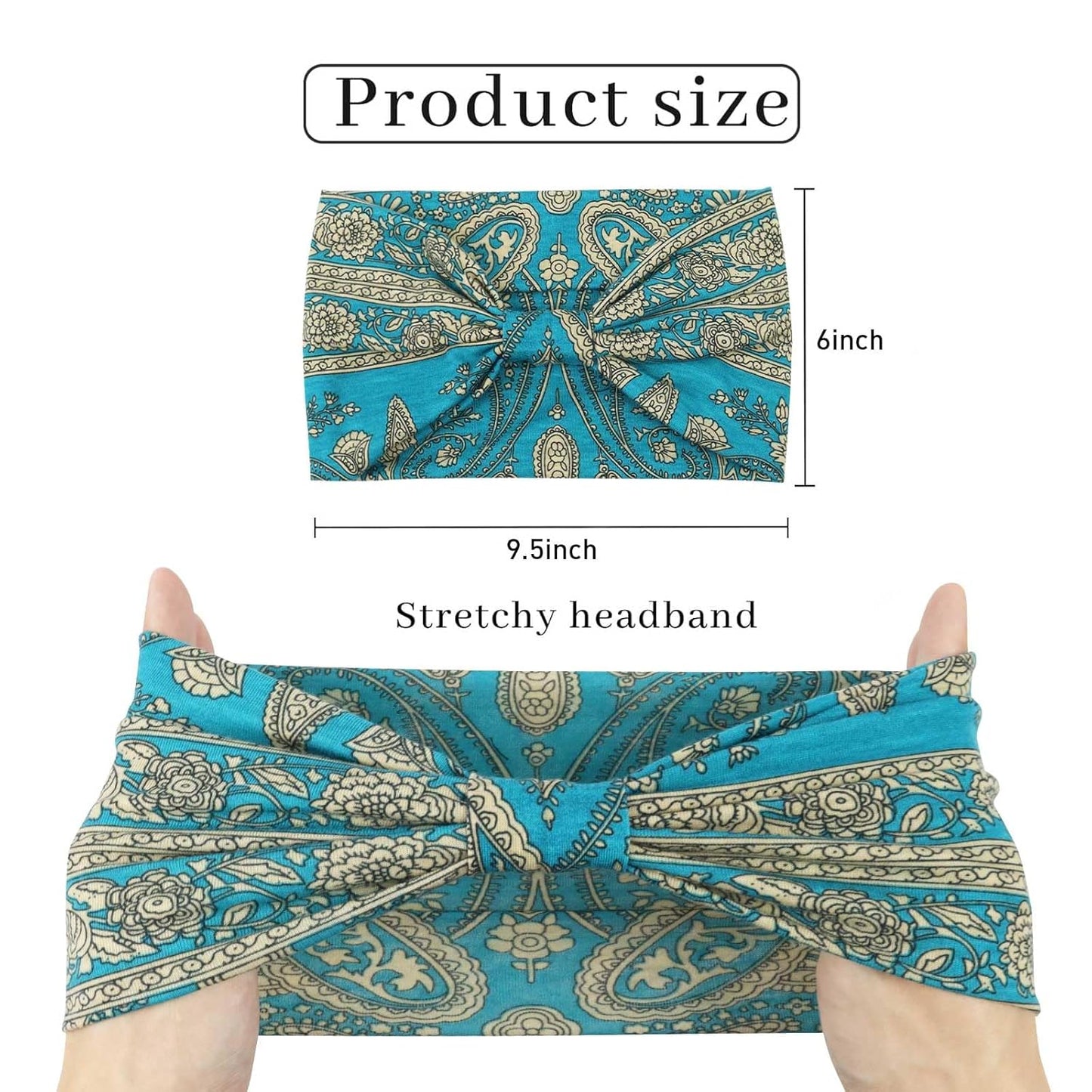 Wide Headbands for Women Knotted No Slip Head Bands Soft Turban Headband Hair Accessories Boho African Solid Color Head Wraps for Women Yoga Workout Pack of 6