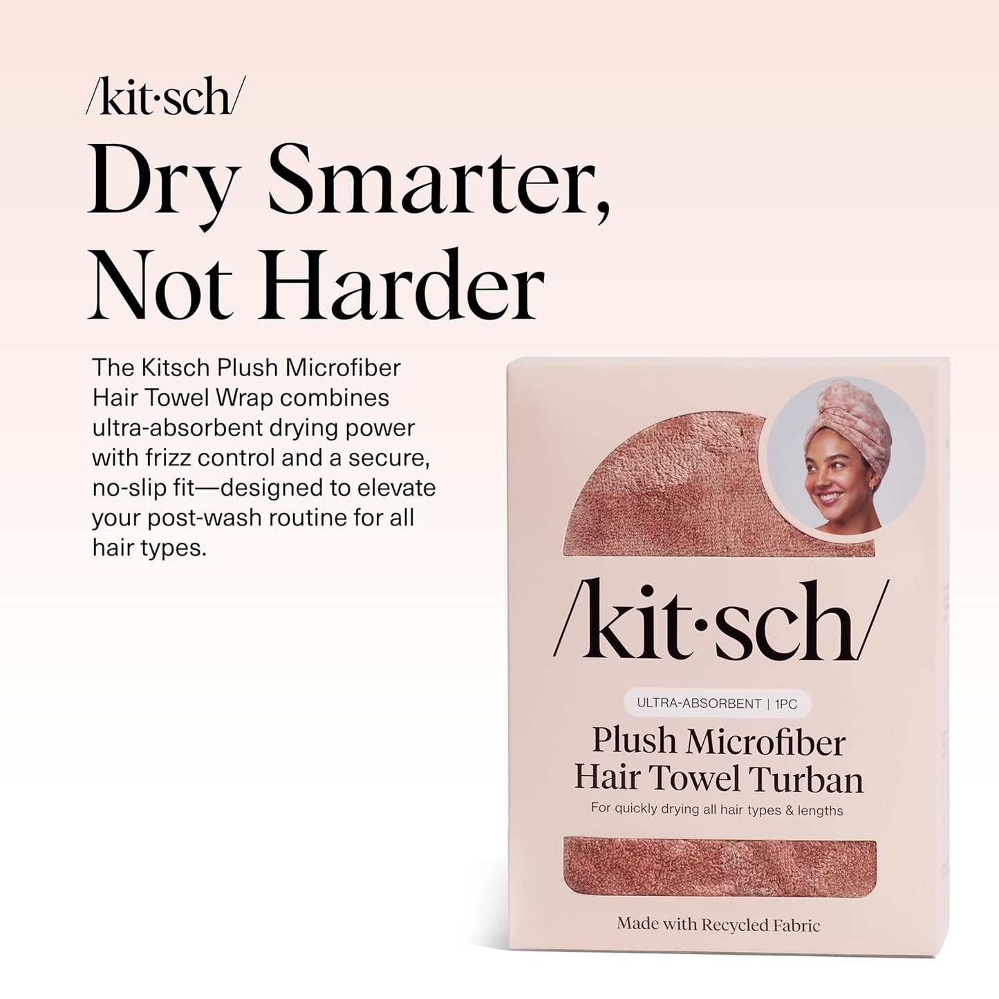 Kitsch Plush Microfiber Hair Towel Wrap for Women - Hair Turbans for Wet Hair, Super Absorbent Drying Towel - Quick Dry, Anti-Frizz - for Long & Short, Wet & Curly Hairs - Terracotta