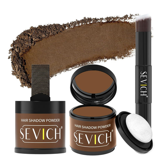 Sevich Hairline Powder 10g 2-Pack with Brush, Instantly Conceals Hair Loss & Thinning, 48H Waterproof Root Touch Up Powder, Natural Hair Shadow Toppers for Women & Men, 2 Box = 5 Boxes,Medium Brown