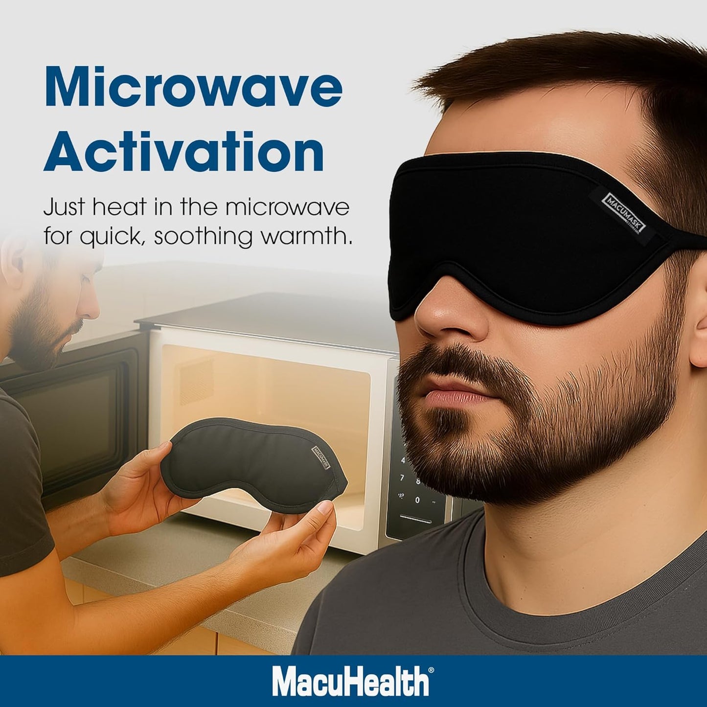 MacuHealth MacuMask Essential - Moist Heat Eye Compress for Dry Eyes, Blepharitis, MGD & Digital Eye Strain, Adjustable Strap, SterilEyes Technology, Microwave & Freezer Safe, Hot or Cold Compress