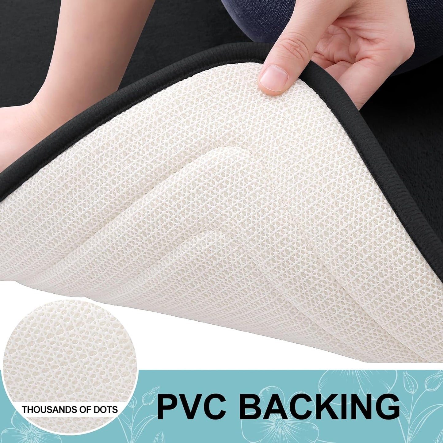 Grandaily Memory Foam Bath Mat Rug 47x17, Ultra Soft, Non-Slip and Absorbent Bathroom Rugs, Machine Wash Dry, Comfortable Bath Carpet for Bathroom Floor, Tub and Shower, Black