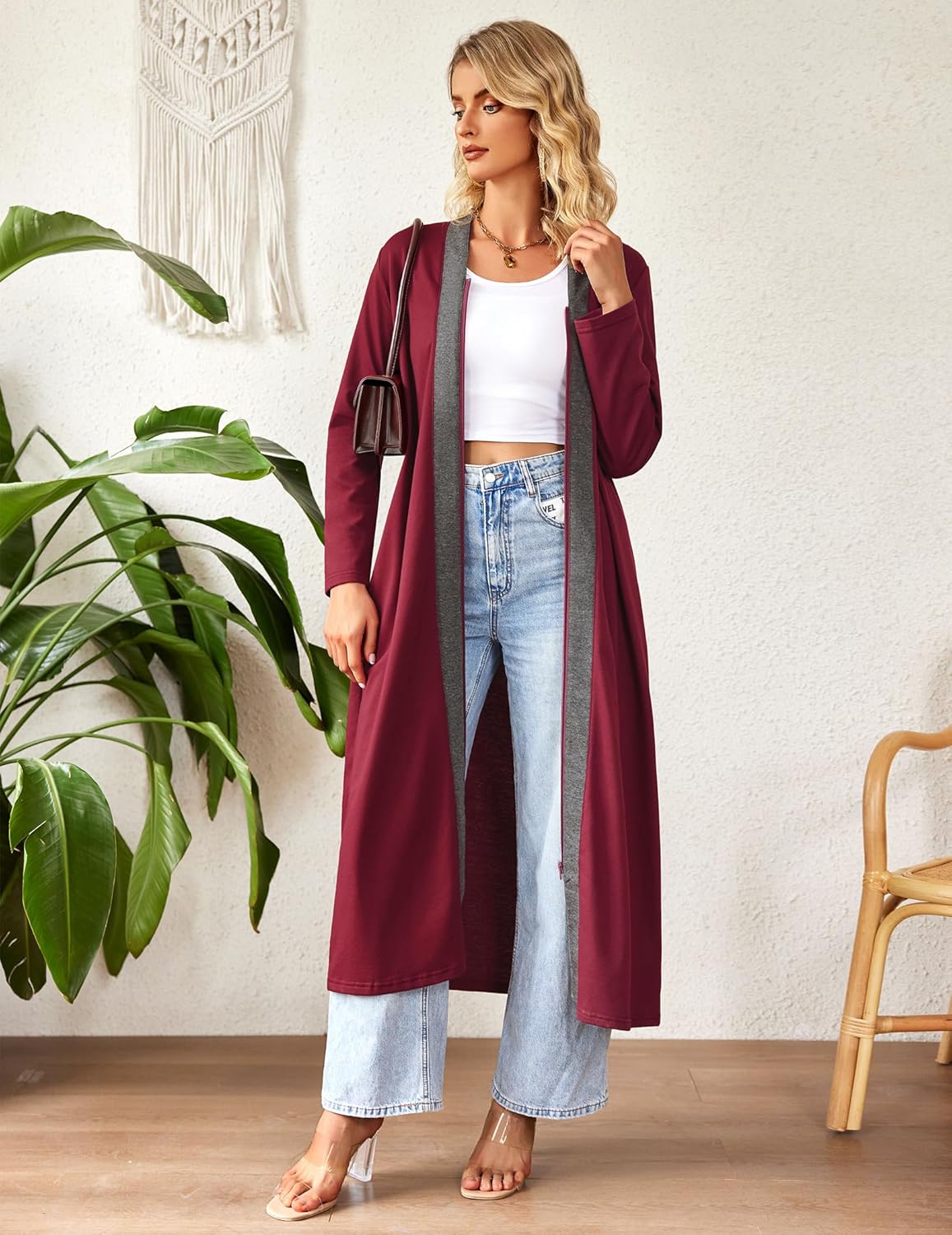 Ekouaer Women Zipper Robe Long Sleeve Loungewear Lightweight Housecoat Full Length Nightgown with Pockets