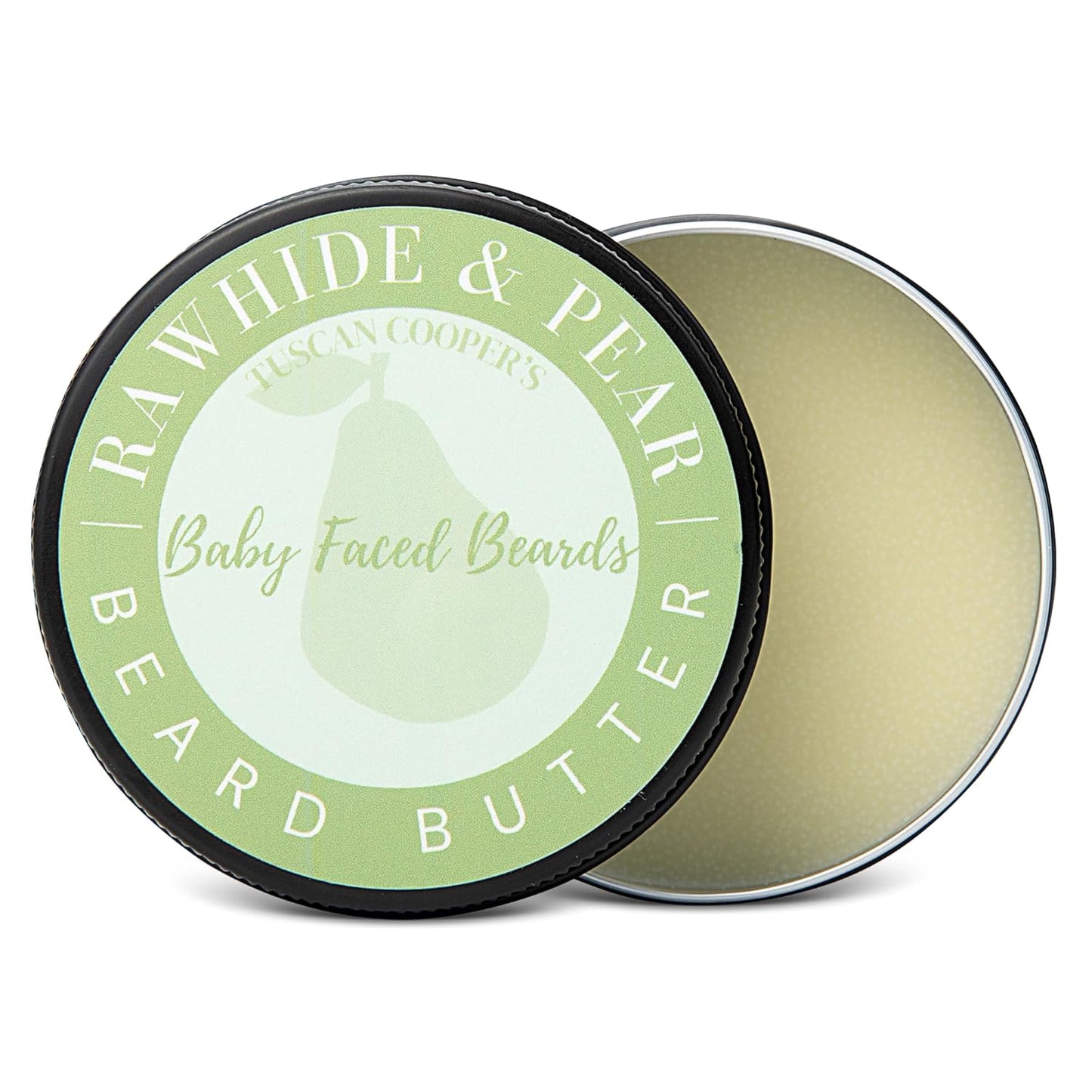 Tuscan Cooper's Baby Faced Beards Butter for Men - Moisturizing Beard Balm Cream and Softener for All Hair Types Including Coarse Hair - 4oz Hydration and Conditioning Care - Rawhide and Pear Scent