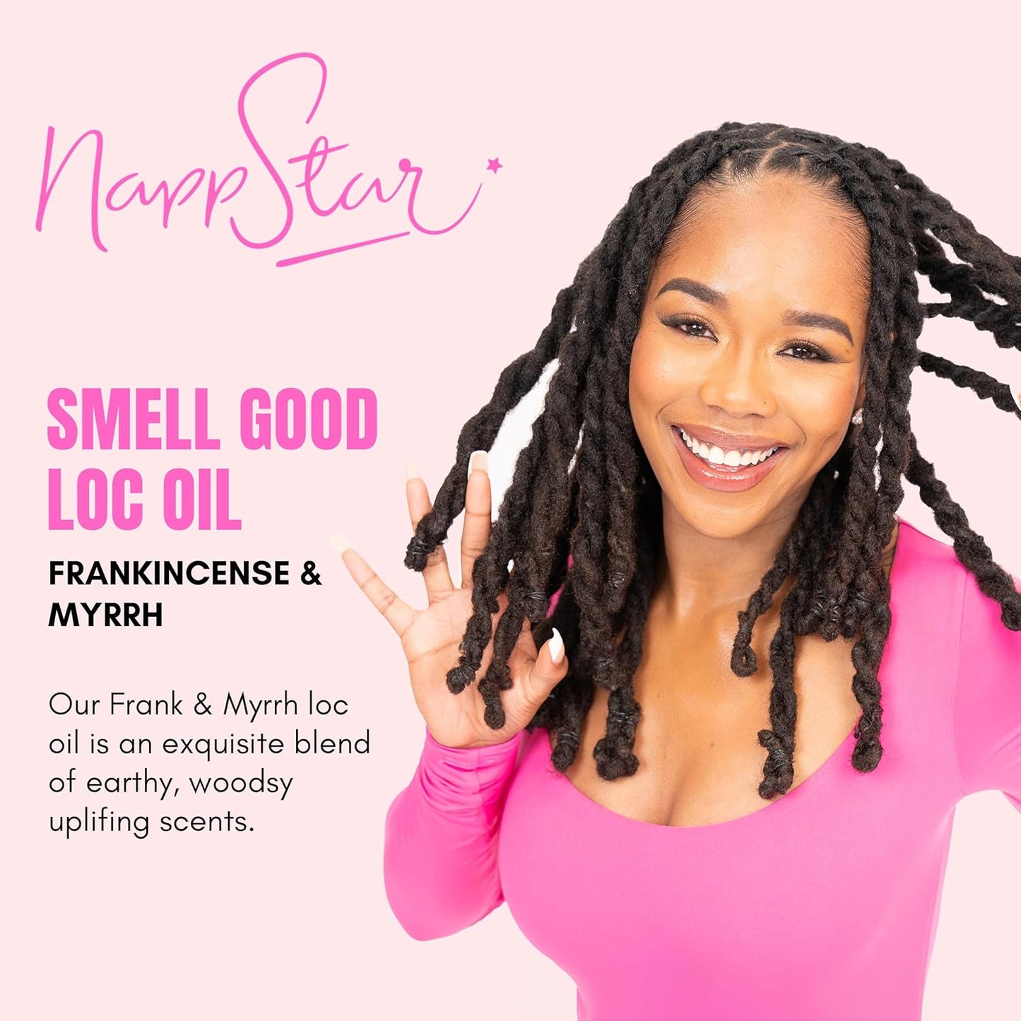 NappStar Frank & Myrrh Scented Smell Good Loc Oil, Aromatic Hair Fragrance for Dreadlocks and Natural Textured Hair, 1 Fl Oz