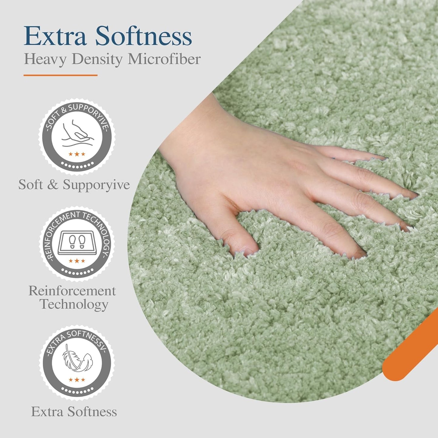 Walensee Large Bathroom Rug (24 x 60, Pale Green) Extra Soft and Absorbent Shaggy Bath Mat Machine Washable Microfiber Non Slip Luxury Floor Mat