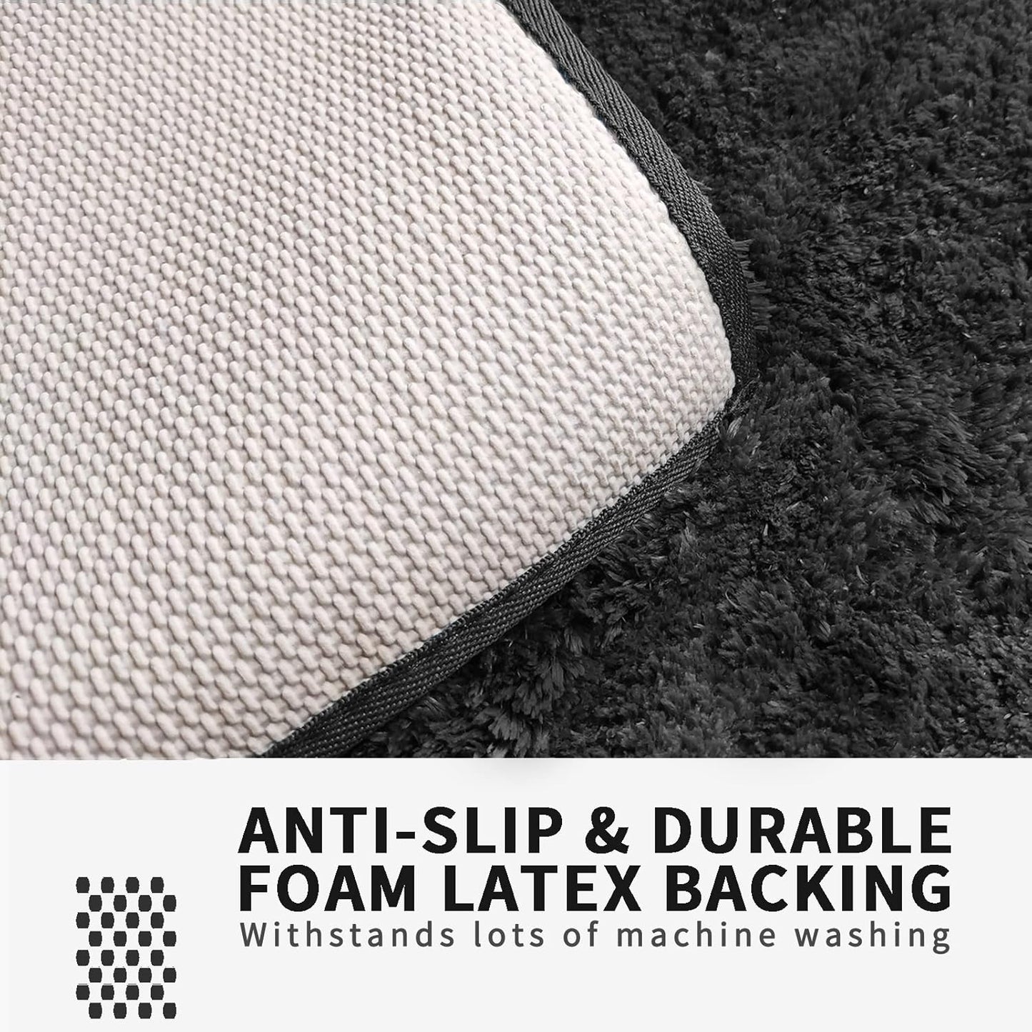 FIFU Bathroom Rugs 24" W x 36" L, Bath Mat for Bathroom, Bedroom, Laundry Room & Kitchen, Non-Slip Rubber Latex Backing, Extra Soft and Absorbent Microfiber Carpet, Machine Washable Rug, Black