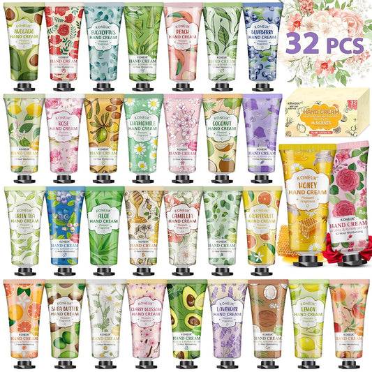 32 Pack Hand Cream Gift for Women, Bulk Hand Lotion Travel Size for Dry Cracked Hands, Mini Moisturizing Hand Cream for Christmas Gifts, Mom Gifts, Stocking Stuffers and Bridal Shower Favors