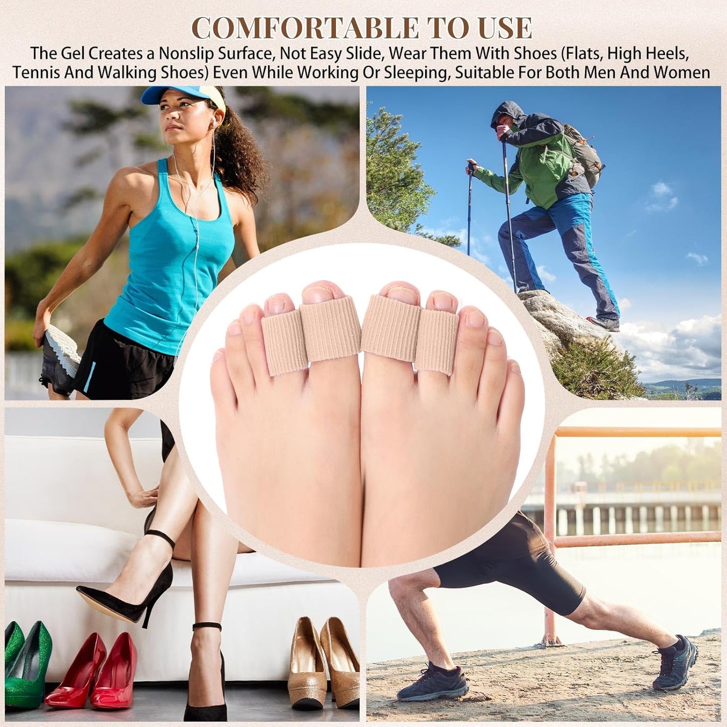 Blulu 24 Pieces Toe Tubes 0.98 Inches Cushion Tube Corn Pads for Toes Sleeves Soft Gel Protectors for Cushions Corns Blisters Calluses 3 Size(Skin Color,Medium,Large)