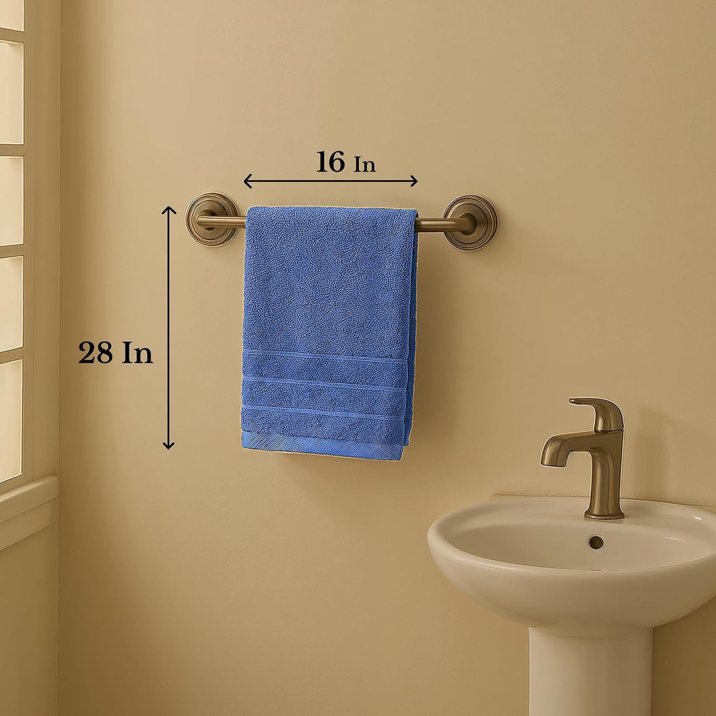 Casa Platino 100% Cotton Hand Towels for Bathroom Set of 6 (16"x28") - Spa & Hotel Quality - Ring Spun - Quick Dry, Soft & Absorbent Bath Hand Towel 6 Pack - Suitable for All Skin Type - Cerulean Blue