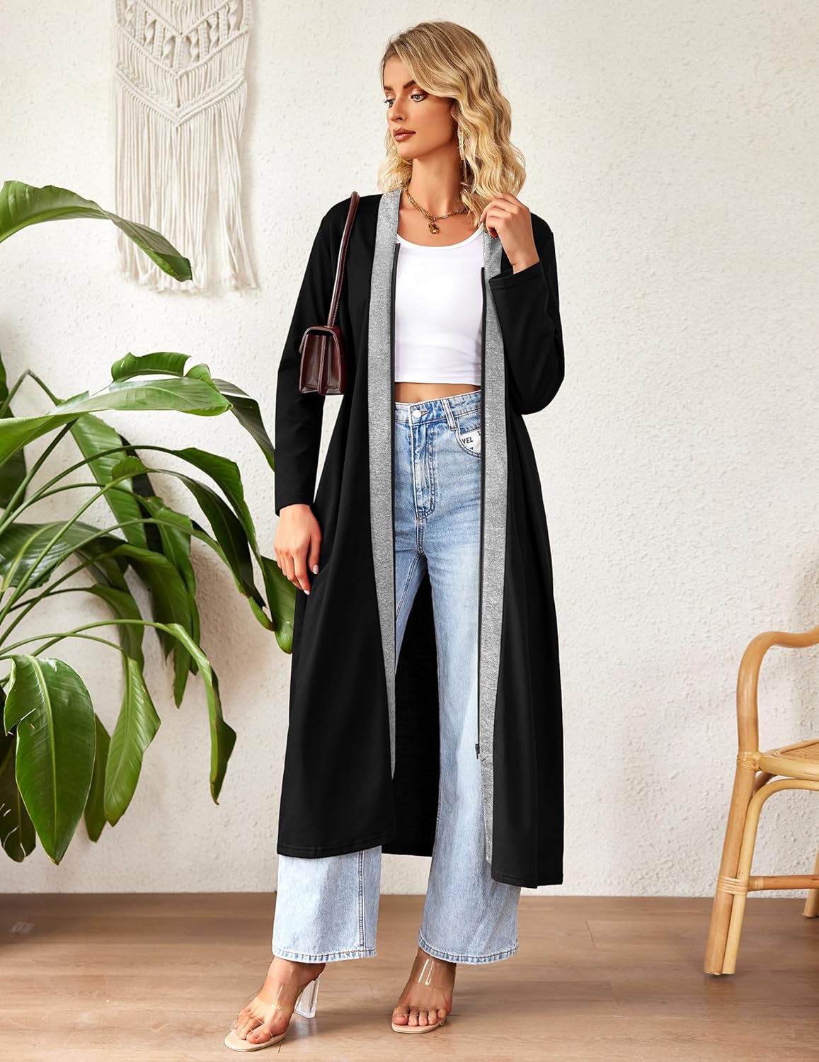 Ekouaer Women Zipper Robe Long Sleeve Loungewear Lightweight Housecoat Full Length Nightgown with Pockets