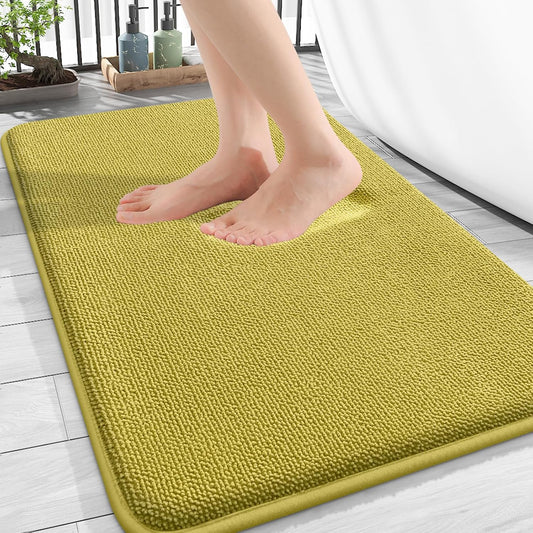 OLANLY Thick Memory Foam Bath Mat Rug 30x20, Extra Soft Absorbent Bathroom Rug, Quick Dry Bath Mat, Non-Slip, Machine Washable Carpet for Bathroom, Tub and Shower, Home Decor Accessories, Deep Mustard