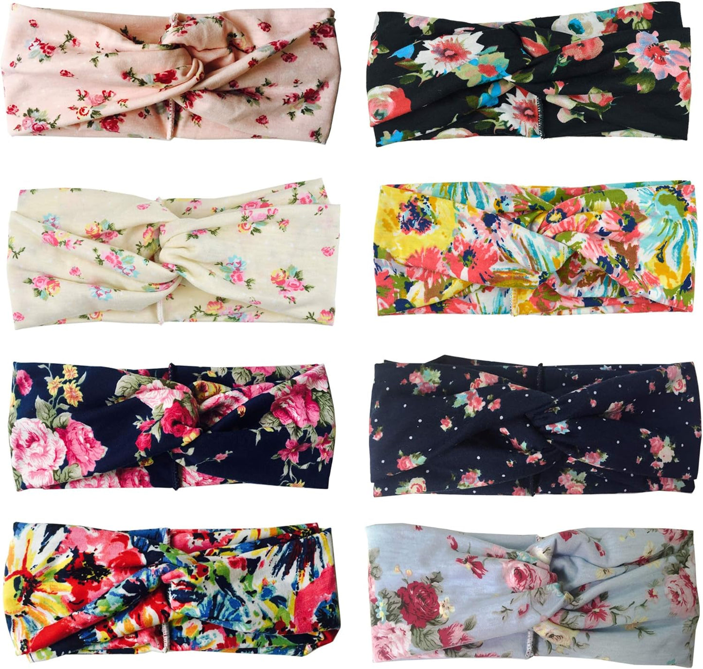 DRESHOW 8 Pack Headbands for Women Yoga Knotted Headbands Elastic Criss Cross Hair Accessories Sports Head Wrap Non Slip