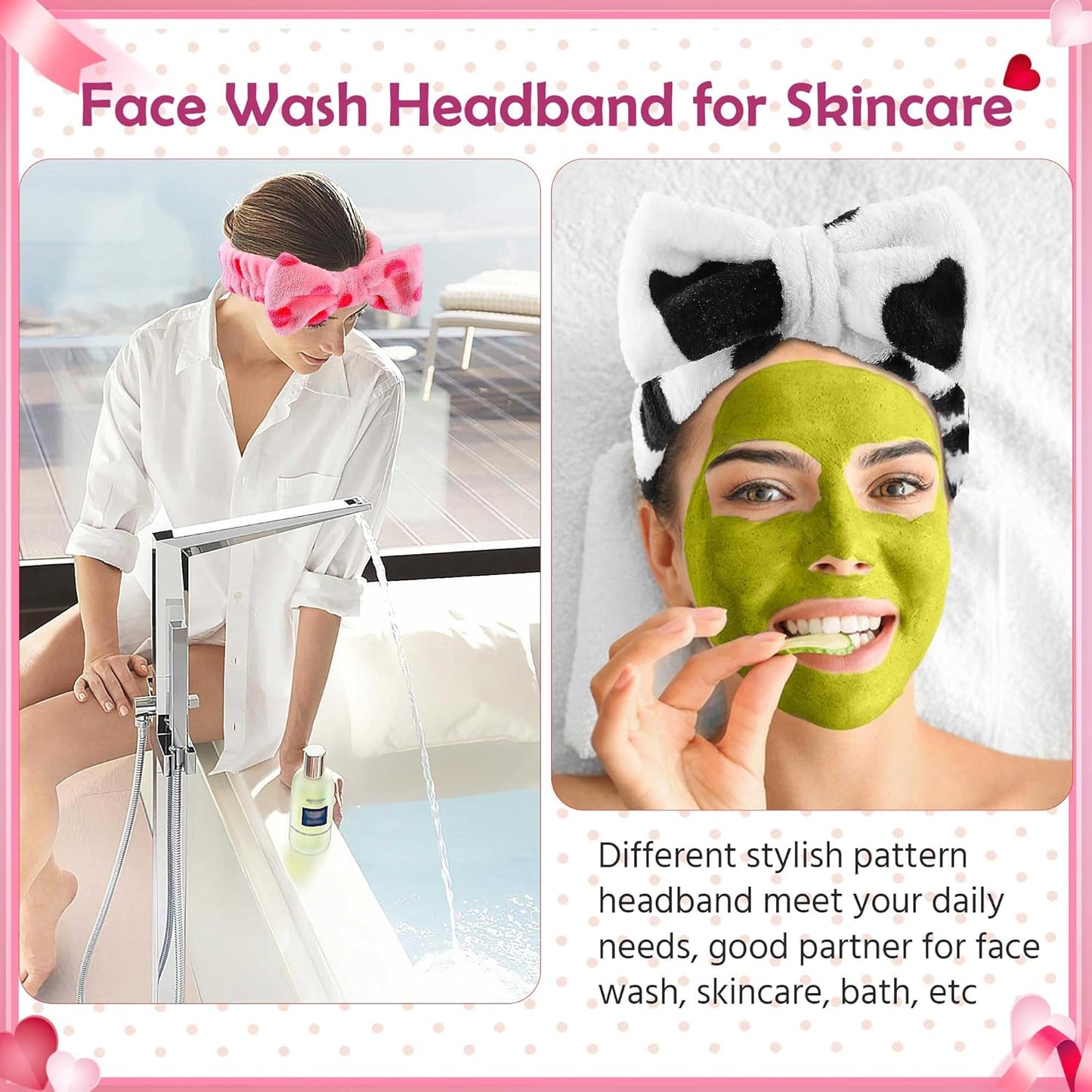 WSYUB 3-Piece Spa Headbands for Face Washing, Makeup & Skincare, Perfect for Girls & Women, Birthday Party