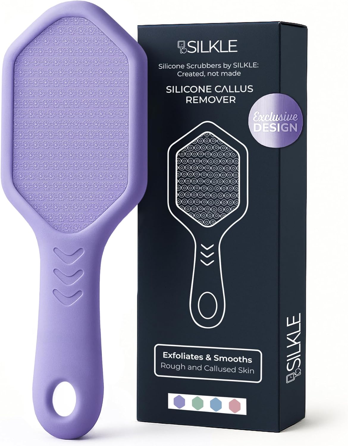 Silicone Foot Callus Remover - Nano Glass Foot File for Dead Skin and Cracked Heels - Callus Remover for Feet & Hard Skin - Ergonomic Foot Scrubber & Exfoliator for Soft, Smooth Feet - Purple