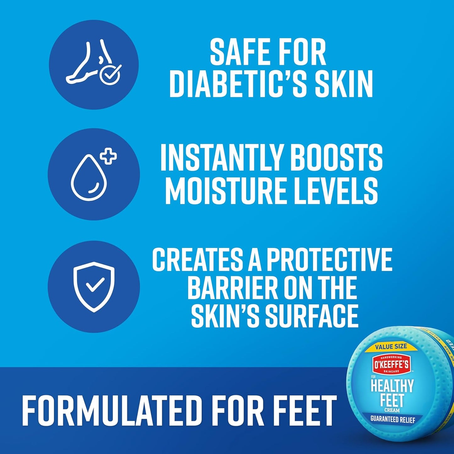 O'Keeffe's for Healthy Feet Foot Cream - 6.4 oz Jar (2 Pack) - Guaranteed Relief for Extremely Cracked, Dry Feet, Repairing Skincare, Instantly Boosts and Retains Moisture Levels