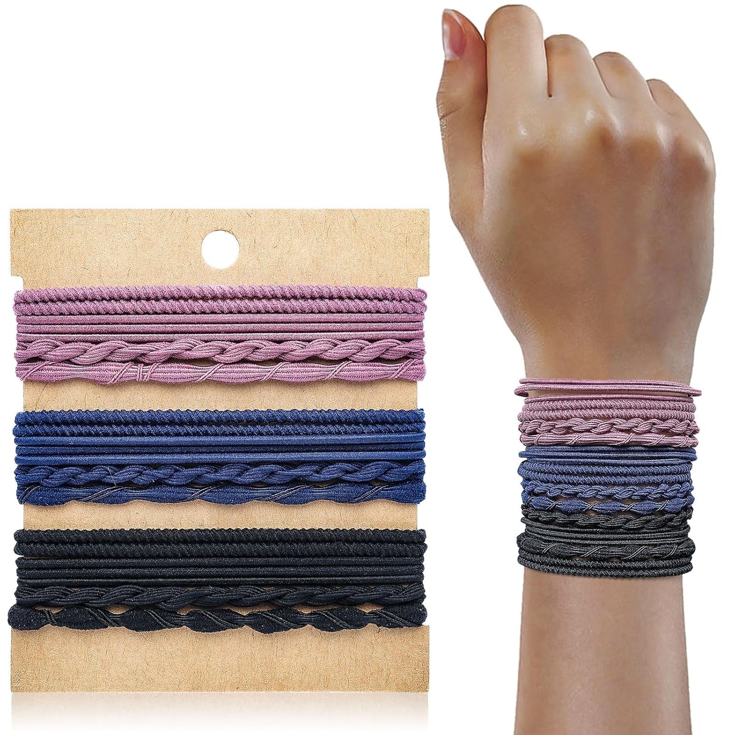 Hair Ties For Girls and Women, Boho Hair Ties Set of 12, Elastic Hair Bands, Hair Tie Bracelet, Ponytail Holders for Daily Life, Sport, Cooking, Working