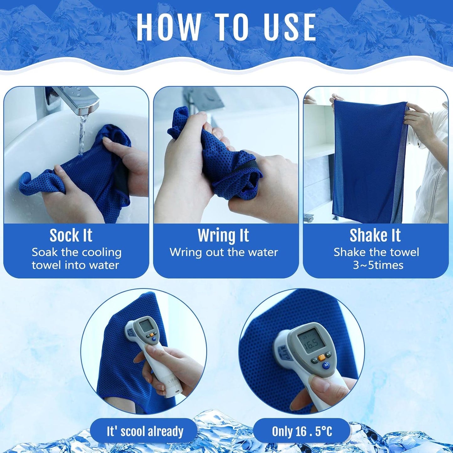 Hosuly 30 Pack Cooling Towels, 40"x12" Ice Breathable Soft Chilly Sweat Rag Microfiber Workout Rags for Gym Cooling Towels for Neck and Face for Yoga Golf Sport Running