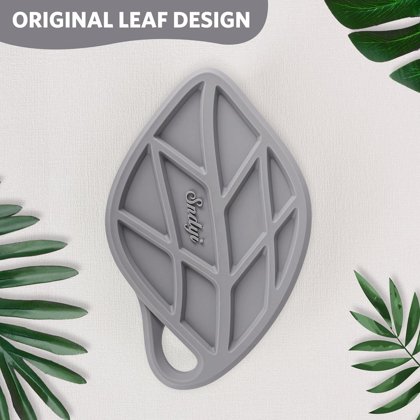 Sndyi Silicone Body Scrubber, Gentle Exfoliating Body Scrubber for Sensitive Skin, Leaf Shaped Shower Scrubber for Body with Lathering Bristles, Silicone Loofah Body Brush for Showering, Gray