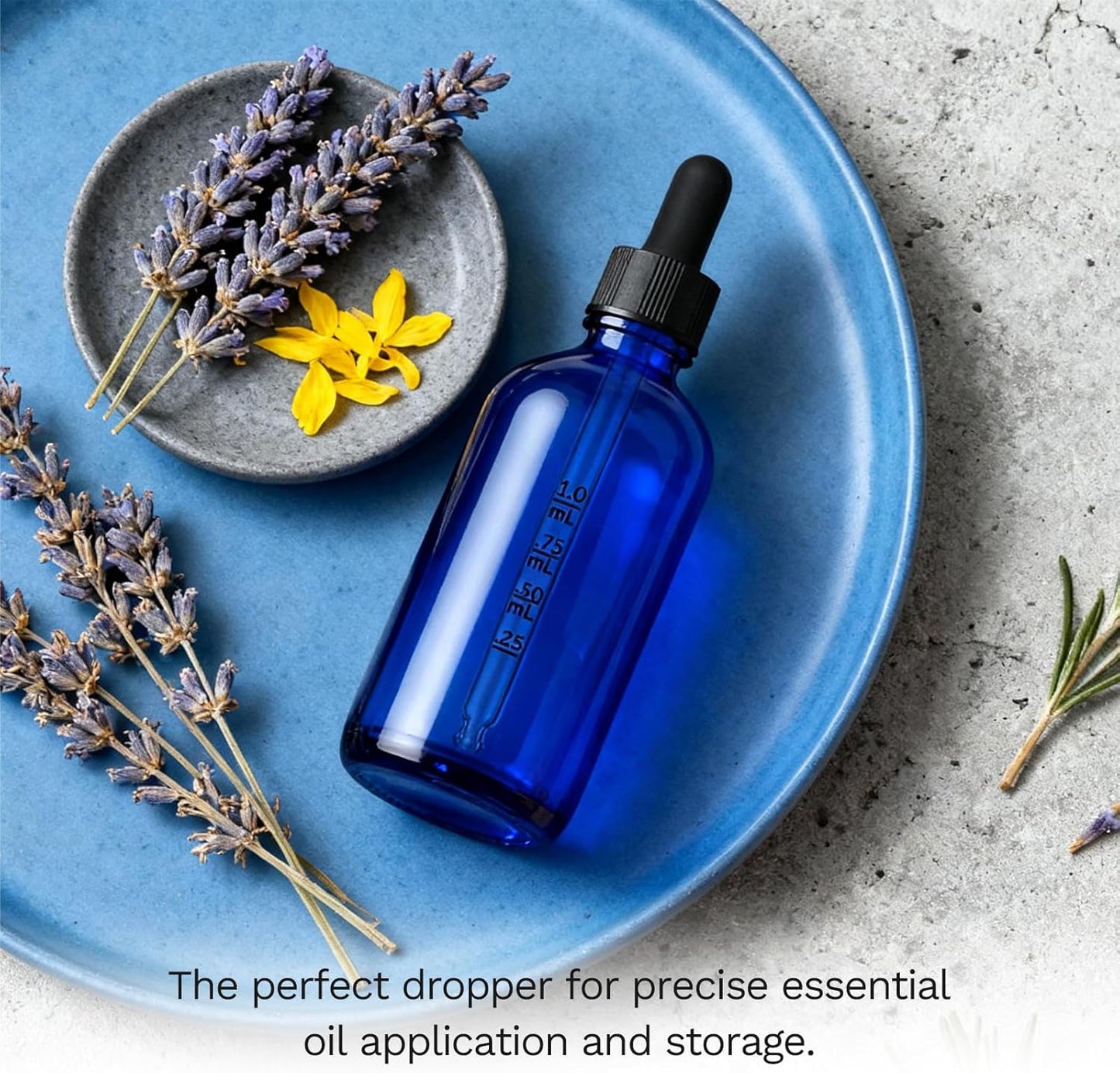 Bumobum 100ml Dropper Bottle, Blue Glass Dropper Bottle with Measured Dropper, 3.4oz Empty Eye Tincture Bottles with Funnel, Pipette & Labels for Essential Hair Oils Serums, 4 Pack