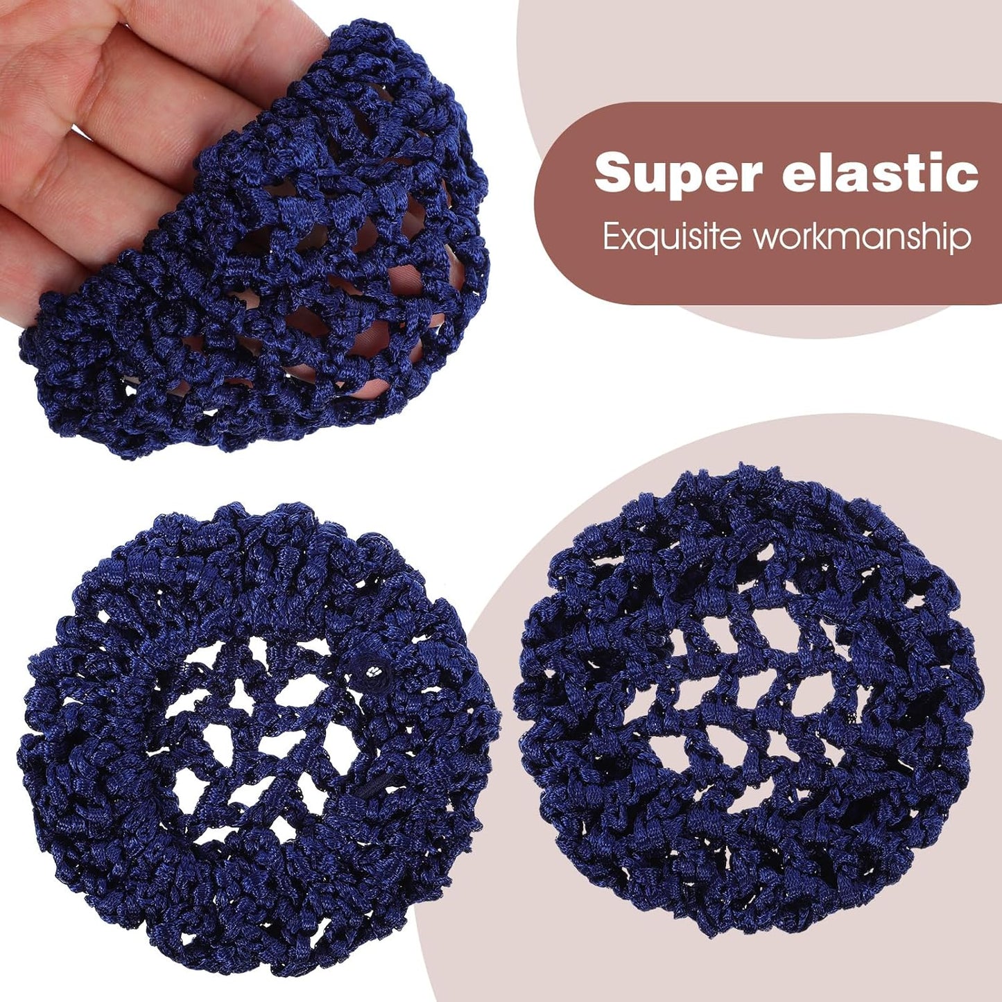 8 Pcs Ballet Hair Net Bun Cover Elastic Women Hairs Nets Handmade Crochet Bun Cover Invisible Mesh Hairs Buns Holders for Women Dance Ballet Skating Accessories(Black Blue Coffee)