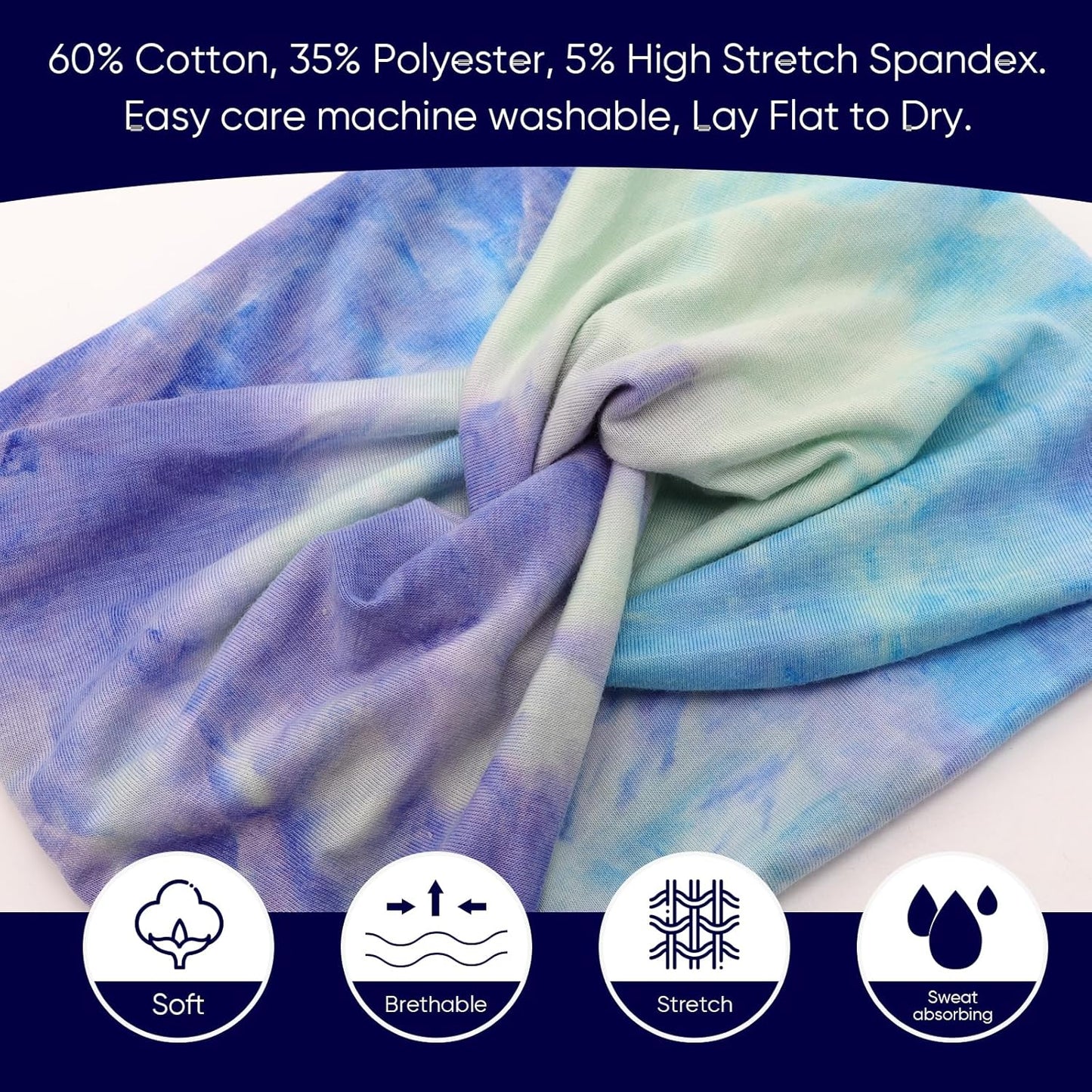 DRESHOW 4 Pack Turban Headbands for Women Wide Vintage Head Wraps Knotted Cute Hair Band Accessories