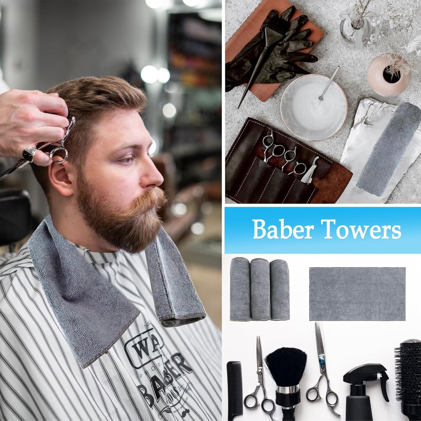 Grey Salon Towels, Super Soft and Absorbent Microfiber Hair Towel for Salon, Bath, Spa, Pool and Home, 27 inch X 16 inch (Grey - 6 Pack)