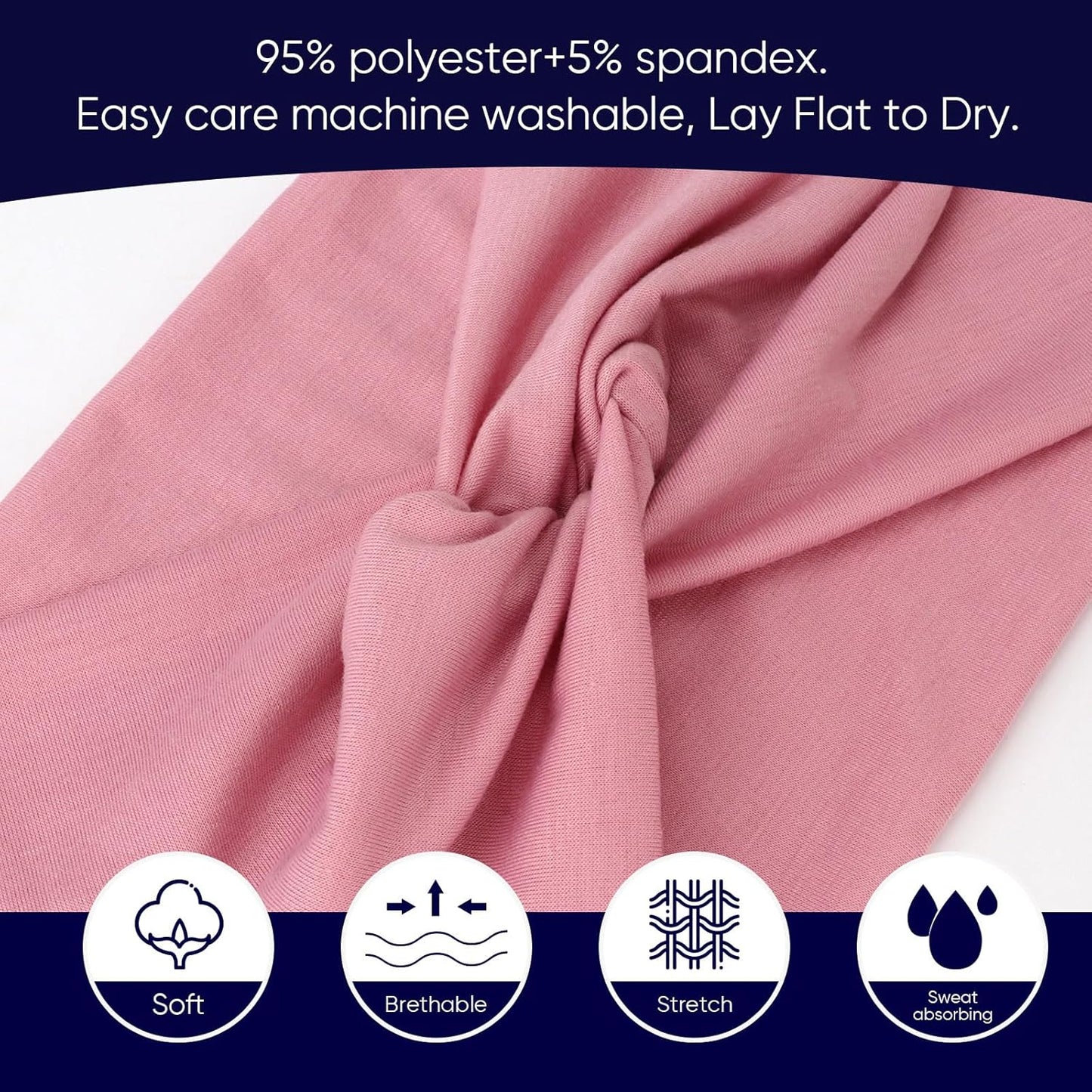 DRESHOW 4 Pack Turban Headbands for Women Wide Vintage Head Wraps Knotted Cute Hair Band Accessories