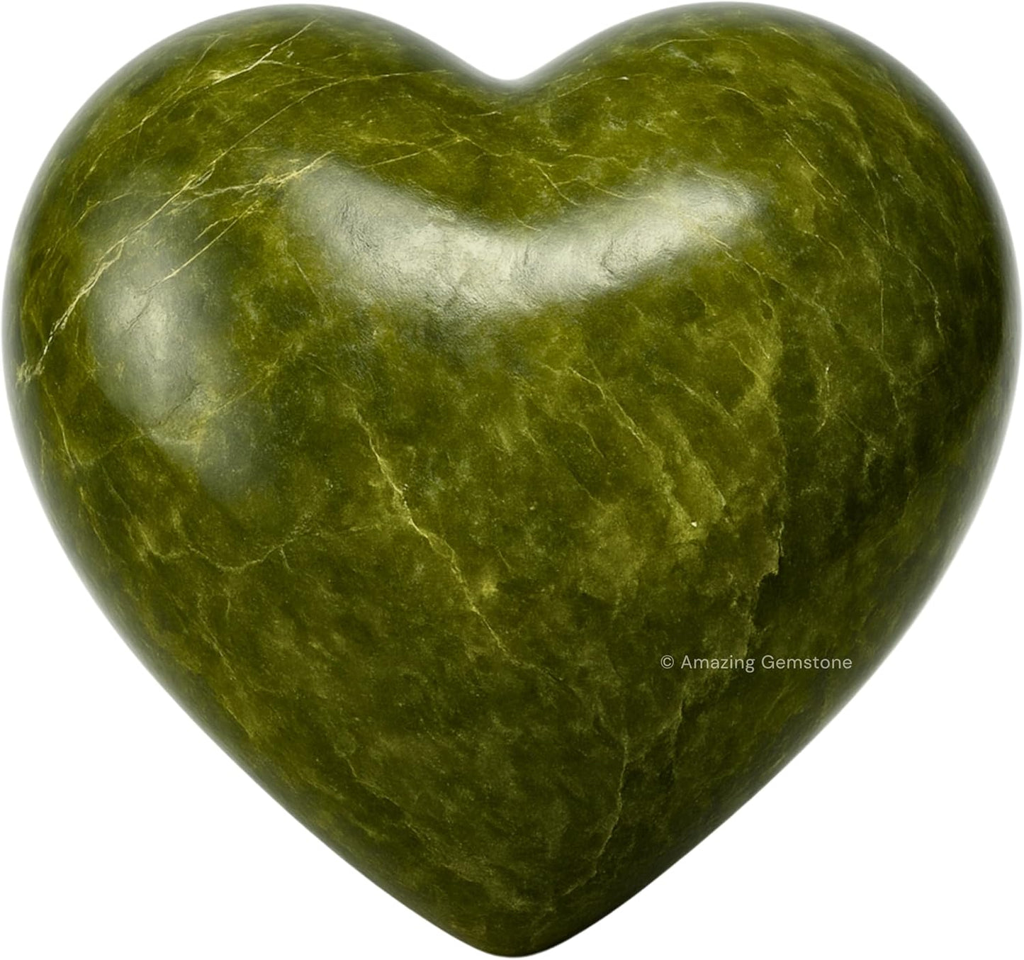 Vesuvianite Crystal Heart Palm Stone - Pocket Massage Worry Stone for Natural Body Chakra Balancing, Reiki Healing and Crystal Grid