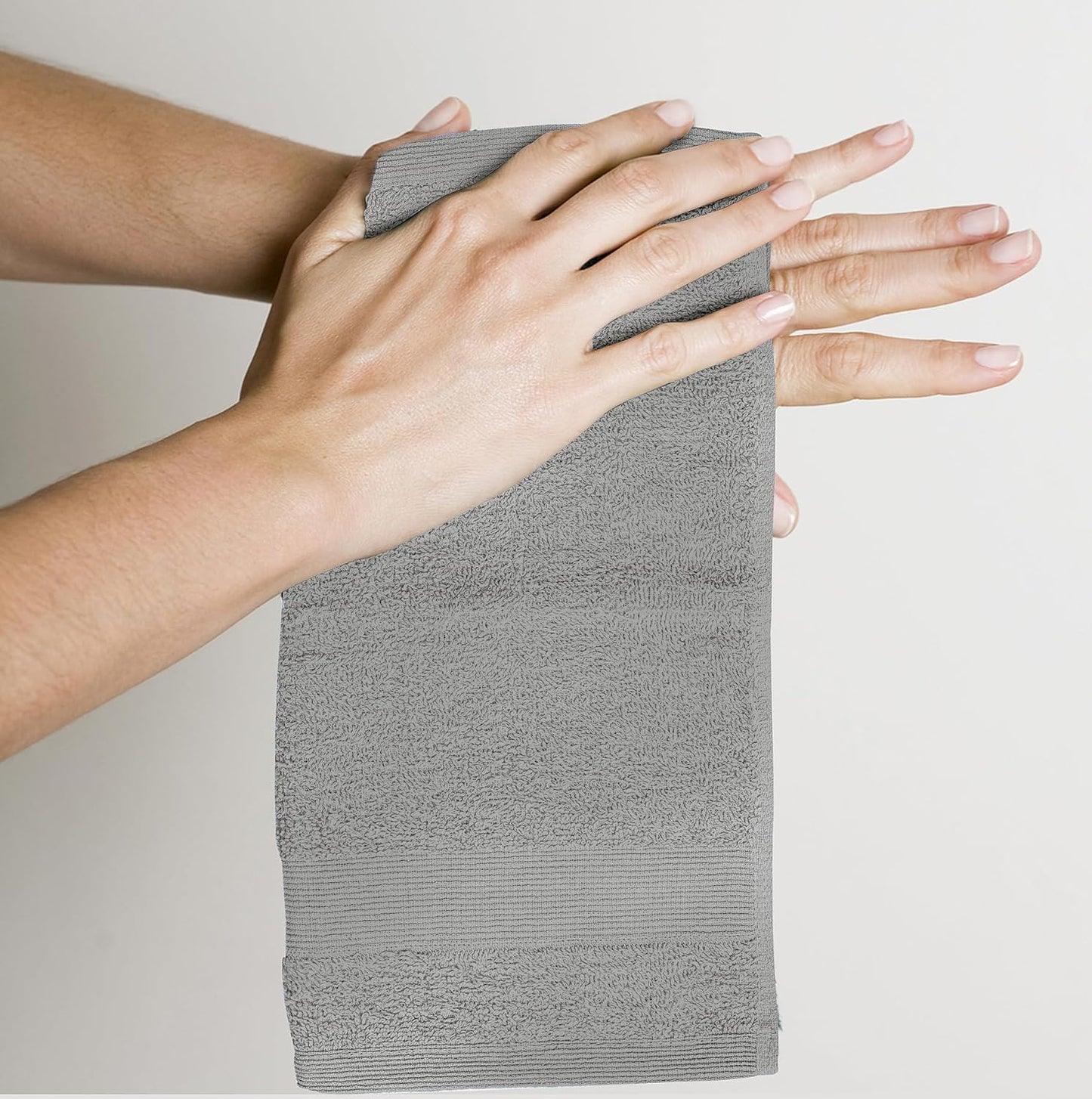 Premium Wash Cloths Pack of 12 (13" x 13") 100% Ring Spun Cotton | Luxury Washcloths | Ultra Soft Face Towels | Highly Absorbent Wash Cloths for face (Silver Grey)