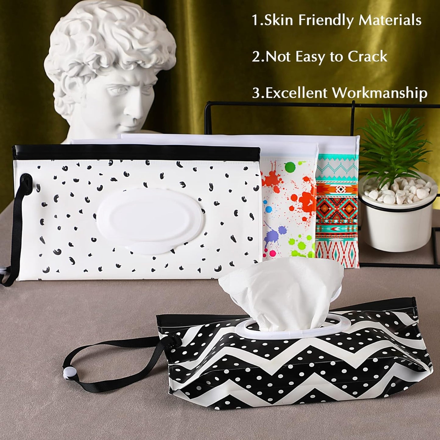 FEBSNOW 4 Pack Baby Refillable Baby Wet Wipe Dispenser, Reusable Wipes Pouch Container, Lightweight Portable Travel Wipes Holders