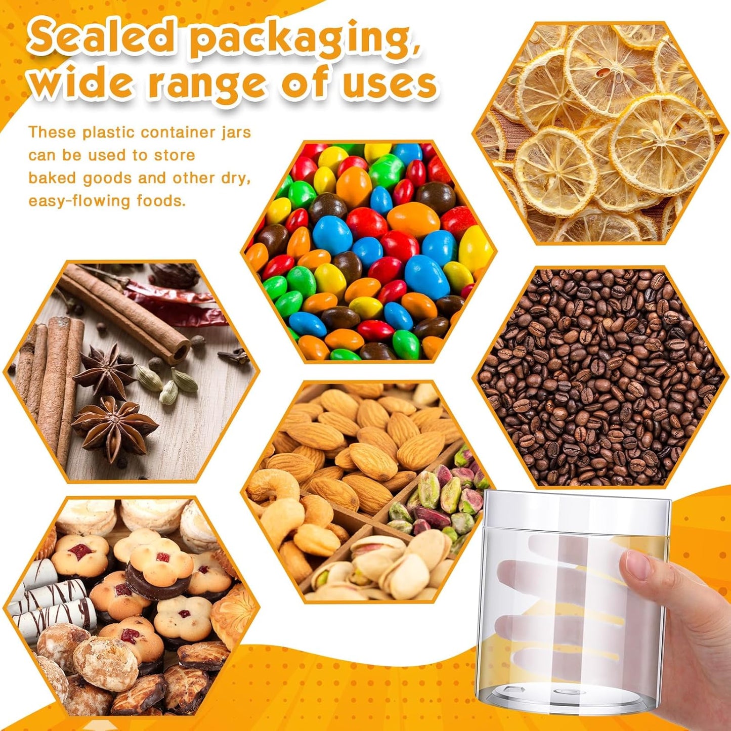 SATINIOR 12 Pack 16 oz Plastic Container Jars with Lids Round Clear Travel Cosmetic Container Slime Jars for Toiletries, Lotion, Cream, Ointments, Makeup, Rhinestone, Samples, Kitchen Storage(White)